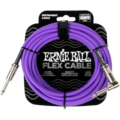 Ernie Ball Flex instrumentenkabel recht/gehoekt, 6,1 m, paars Ernie Ball Flex instrumentenkabel recht/gehoekt, 6,1 m, paars