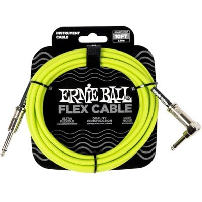 Ernie Ball Flex Cable instrumentenkabel recht en schuin, 3 m, groen Ernie Ball Flex Cable instrumentenkabel recht en schuin, 3 m, groen