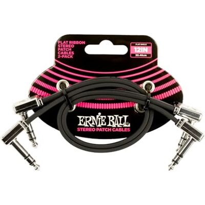 Ernie Ball 30,5 cm Flat Ribbon Stereo Patch Cable 2 Pack Zwart Ernie Ball 30,5 cm Flat Ribbon Stereo Patch Cable 2 Pack Zwart