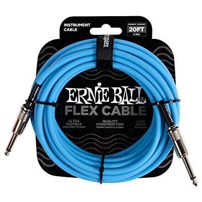 Ernie Ball Flex Gereedschapskabel, recht/recht, 6,1 m, blauw Ernie Ball Flex Gereedschapskabel, recht/recht, 6,1 m, blauw