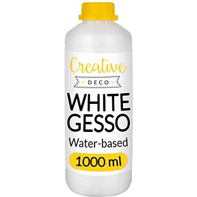 Creative Gesso acryl additief wit 1 l onderlaag primer en vloeibare bereiding van acrylverf perfecte afdekking ideaal voor hout, papier, glas vergeelt niet Creative Gesso acryl additief wit 1 l onderlaag primer en vloeibare bereiding van acrylverf perfecte afdekking ideaal voor hout, papier, glas vergeelt niet