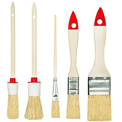 HARDY WORKING TOOLS M7 Set van 5 penselen 3 platte 2 ronde 0 inch 3/4 inch 1,5 inch 2 4 inch serie 03 voor het schilderen met verf en lak uniforme dekking natuurlijke haren HARDY WORKING TOOLS M7 Set van 5 penselen 3 platte 2 ronde 0 inch 3/4 inch 1,5 inch 2 4 inch serie 03 voor het schilderen met verf en lak uniforme dekking natuurlijke haren