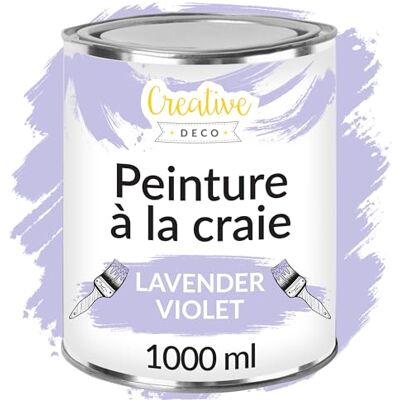 Creative Krijtverf lavendelpaars, 1 liter, mat en afwasbaar, houtverf, meubelverf voor hout, ideaal voor het renoveren van meubels, leisteen krijt, muurverf voor binnen Creative Krijtverf lavendelpaars, 1 liter, mat en afwasbaar, houtverf, meubelverf voor hout, ideaal voor het renoveren van meubels, leisteen krijt, muurverf voor binnen
