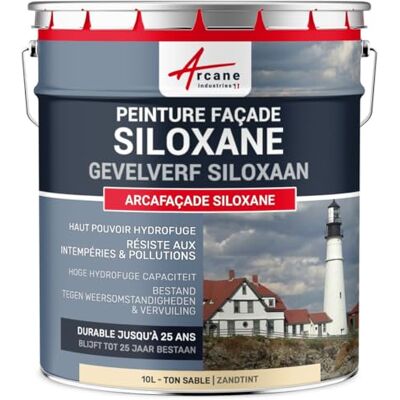 ARCANE INDUSTRIES Arcafacade Siloxane verf, waterafstotend, houdt tot 20 jaar, renovatie van gevels, gepleisterde muur, 10 l (ca. 60 m² in 1 laag), zandkleurig RAL 085 90 20 ARCANE INDUSTRIES Arcafacade Siloxane verf, waterafstotend, houdt tot 20 jaar, renovatie van gevels, gepleisterde muur, 10 l (ca. 60 m² in 1 laag), zandkleurig RAL 085 90 20