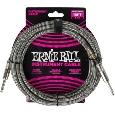 Ernie Ball P06433 instrumentenkabel gevlochten rechte eindkappen 5,5 m zilver (Silver Fox) Ernie Ball P06433 instrumentenkabel gevlochten rechte eindkappen 5,5 m zilver (Silver Fox)