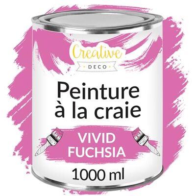 Creative Krijtverf fuchsia, 1 liter, mat en afwasbaar, houtverf, meubelverf voor hout, ideaal voor het renoveren van meubels, leisteen krijt, muurverf voor binnen Creative Krijtverf fuchsia, 1 liter, mat en afwasbaar, houtverf, meubelverf voor hout, ideaal voor het renoveren van meubels, leisteen krijt, muurverf voor binnen
