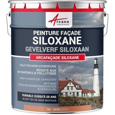 ARCANE INDUSTRIES Arcafacade Siloxane Verf, waterafstotend, houdt tot 20 jaar, renovatie van gevels, gepleisterde muur, 10 l (ca. 60 m² in 1 laag), oker, RAL 050 60 40 ARCANE INDUSTRIES Arcafacade Siloxane Verf, waterafstotend, houdt tot 20 jaar, renovatie van gevels, gepleisterde muur, 10 l (ca. 60 m² in 1 laag), oker, RAL 050 60 40