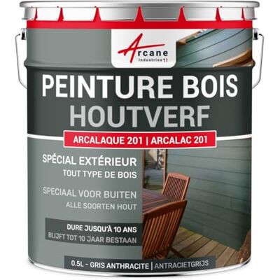 ARCANE INDUSTRIES Houtverf voor buiten, schilderen van poorten, gevelbekleding, beschutting en tuinmeubelen Arcalaque RAL 7016 201-0,5 L Houtverf, antracietgrijs ARCANE INDUSTRIES Houtverf voor buiten, schilderen van poorten, gevelbekleding, beschutting en tuinmeubelen Arcalaque RAL 7016 201-0,5 L Houtverf, antracietgrijs