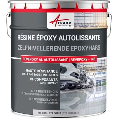 ARCANE INDUSTRIES Zelfnivellerende epoxyhars, vloerverf: voor woondecoratie, werkplaats, met spiegeleffect, 5 kg, grijs 4, RAL 7047 ARCANE INDUSTRIES Zelfnivellerende epoxyhars, vloerverf: voor woondecoratie, werkplaats, met spiegeleffect, 5 kg, grijs 4, RAL 7047