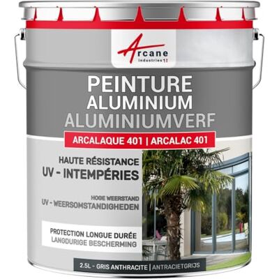 ARCANE INDUSTRIES Aluminiumverf voor ramen, veranda en poorten, 2,5 L, antracietgrijs, RAL 7016- ARCANE INDUSTRIES Aluminiumverf voor ramen, veranda en poorten, 2,5 L, antracietgrijs, RAL 7016-