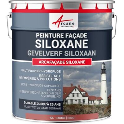 ARCANE INDUSTRIES Arcafacade Siloxane Verf, waterafstotend, houdt tot 20 jaar, renovatie van gevels, gepleisterde muur, 10 l (ca. 60 m² in 1 laag), rood RAL 030 50 40 ARCANE INDUSTRIES Arcafacade Siloxane Verf, waterafstotend, houdt tot 20 jaar, renovatie van gevels, gepleisterde muur, 10 l (ca. 60 m² in 1 laag), rood RAL 030 50 40