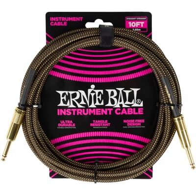 Ernie Ball P06428 Instrumentenkabel, gevlochten instrumentenkabel, rechte en rechte eindstukken, bruin (Pay Dirt), 3 m Ernie Ball P06428 Instrumentenkabel, gevlochten instrumentenkabel, rechte en rechte eindstukken, bruin (Pay Dirt), 3 m