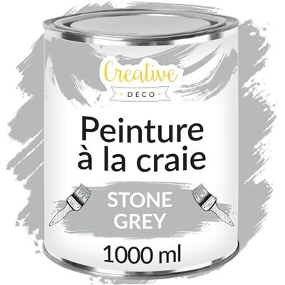 Creative Krijtverf grijs, 1 liter, mat en afwasbaar, houtverf, meubelverf voor hout, ideaal voor het renoveren van meubels, leisteen krijt, muurverf voor binnen Creative Krijtverf grijs, 1 liter, mat en afwasbaar, houtverf, meubelverf voor hout, ideaal voor het renoveren van meubels, leisteen krijt, muurverf voor binnen