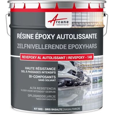 ARCANE INDUSTRIES Zelfnivellerende epoxyhars. Vloerverf: voor woondecoratie, werkplaats, met spiegeleffect, 5 kg, grijs basalt, RAL 7012 ARCANE INDUSTRIES Zelfnivellerende epoxyhars. Vloerverf: voor woondecoratie, werkplaats, met spiegeleffect, 5 kg, grijs basalt, RAL 7012