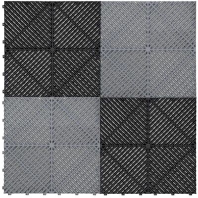 Monster Cable Geventileerde vloertegels, modulair, in elkaar grijpend, 60, zwart en 60, grijs, enkele garage, dubbele vloermat, showroom, ultra-resistent, polypropyleen, antislip, waterdicht, drainage, 3,2 x 6 m, 19,2 m² Monster Cable Geventileerde vloertegels, modulair, in elkaar grijpend, 60, zwart en 60, grijs, enkele garage, dubbele vloermat, showroom, ultra-resistent, polypropyleen, antislip, waterdicht, drainage, 3,2 x 6 m, 19,2 m²