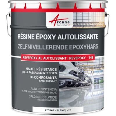 ARCANE INDUSTRIES Zelfnivellerende epoxyhars, vloerverf: voor woondecoratie, werkplaats, met spiegeleffect, 5 kg, wit ARCANE INDUSTRIES Zelfnivellerende epoxyhars, vloerverf: voor woondecoratie, werkplaats, met spiegeleffect, 5 kg, wit