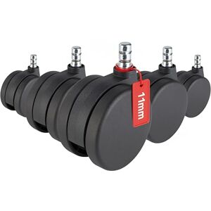 hjh OFFICE ROLO NO-Noise 619018 draaistoelwielen 11 mm x 75 mm, 5 stuks, zwart hjh OFFICE ROLO NO-Noise 619018 draaistoelwielen 11 mm x 75 mm, 5 stuks, zwart