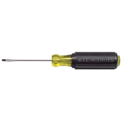 KLEIN TOOLS 606-2 mini-schroevendraaier met platte kop, 6,3 mm keystone-punt met 5,1 cm ronde schacht en gevoerde handgreep KLEIN TOOLS 606-2 mini-schroevendraaier met platte kop, 6,3 mm keystone-punt met 5,1 cm ronde schacht en gevoerde handgreep