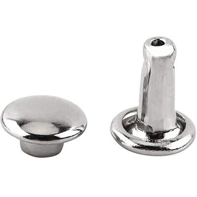 Walfront 100 stuks metalen klinknagels met dubbele buisdop van metaal voor lederreparatie, decoratie (zilver) Walfront 100 stuks metalen klinknagels met dubbele buisdop van metaal voor lederreparatie, decoratie (zilver)