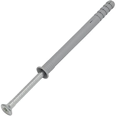 AERZETIX C67169 set van 25 spijkerpluggen Ø 10 x 120 mm met afgeschuinde flens van polyethyleen + 25 schroefspijkers Ø 6,9 x 130 mm met verzonken kop PZ3 van staal om te slaan betonmetalen structuur AERZETIX C67169 set van 25 spijkerpluggen Ø 10 x 120 mm met afgeschuinde flens van polyethyleen + 25 schroefspijkers Ø 6,9 x 130 mm met verzonken kop PZ3 van staal om te slaan betonmetalen structuur