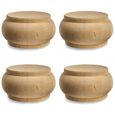 Gedotec Set van 4 meubelpoten van elzenhout, Ø 70 mm Houten poot om te lijmen of te schroeven, barokpoot met hoge draagkracht, onbehandeld elzenhout, commode Gedotec Set van 4 meubelpoten van elzenhout, Ø 70 mm Houten poot om te lijmen of te schroeven, barokpoot met hoge draagkracht, onbehandeld elzenhout, commode