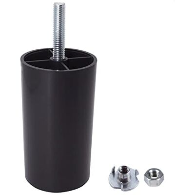 SKIR'CO 16 stuks meubelpoten kunststof zwart, hoogte 80 mm, diameter 50 mm, ronde meubelpoten met M8 bouten, bankpoten, inclusief moeren (16) SKIR'CO 16 stuks meubelpoten kunststof zwart, hoogte 80 mm, diameter 50 mm, ronde meubelpoten met M8 bouten, bankpoten, inclusief moeren (16)