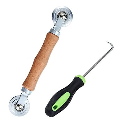 VIVIIHOO Trekrol gereedschap met houten handgreep, haken, gereedschap, buisleidingen, aftrekrol, vliegengaas, rol, accessoires voor vliegengaas, raam, deurafdichting VIVIIHOO Trekrol gereedschap met houten handgreep, haken, gereedschap, buisleidingen, aftrekrol, vliegengaas, rol, accessoires voor vliegengaas, raam, deurafdichting