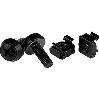 StarTech .com M6 Kooimoer, M6 schroeven, 100 stuks, kooimoeren en M6x12 montageschroeven voor rack en serverkast, zwart (CABSCREWM62B) StarTech .com M6 Kooimoer, M6 schroeven, 100 stuks, kooimoeren en M6x12 montageschroeven voor rack en serverkast, zwart (CABSCREWM62B)