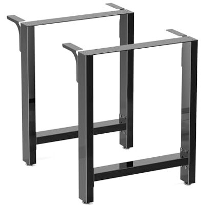 WilTec Tafelpoten van vierkant profiel, 600 x 240 x 720 mm, zwart, transparant, staal, gepoedercoat, standaard voor kantoor, voor werkblad, eetkamer WilTec Tafelpoten van vierkant profiel, 600 x 240 x 720 mm, zwart, transparant, staal, gepoedercoat, standaard voor kantoor, voor werkblad, eetkamer