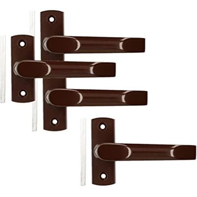KOTARBAU ® Deurklink met kort schild voor deuren en deuren, bruin, 4 stuks KOTARBAU ® Deurklink met kort schild voor deuren en deuren, bruin, 4 stuks