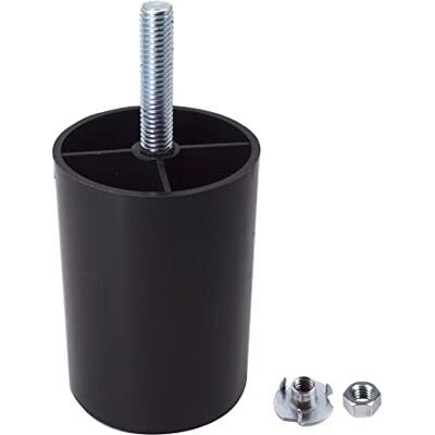 SKIR'CO Set van 4 meubelpoten, kunststof, zwart, hoogte 70 mm, rond, diameter 50 mm, met M8 bouten, bankpoten, inclusief moeren (4) SKIR'CO Set van 4 meubelpoten, kunststof, zwart, hoogte 70 mm, rond, diameter 50 mm, met M8 bouten, bankpoten, inclusief moeren (4)