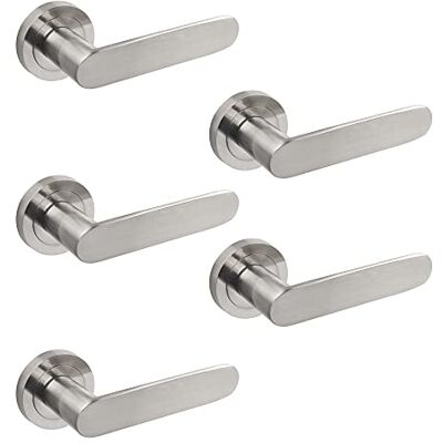 Emuca Binnendeurgreep, set van 5 sets deurgrepen met rozet D50 mm, aluminium, nikkel gesatineerd Emuca Binnendeurgreep, set van 5 sets deurgrepen met rozet D50 mm, aluminium, nikkel gesatineerd