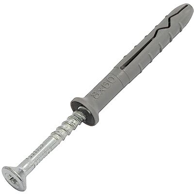AERZETIX C67161 set van 50 pluggen met spijker Ø 8 x 60 mm met afgeschuinde hals van polyethyleen + 50 nagelschroeven Ø 4,9 x 65 mm met verzonken kop PZ2 van staal om te slaan beton, baksteen AERZETIX C67161 set van 50 pluggen met spijker Ø 8 x 60 mm met afgeschuinde hals van polyethyleen + 50 nagelschroeven Ø 4,9 x 65 mm met verzonken kop PZ2 van staal om te slaan beton, baksteen