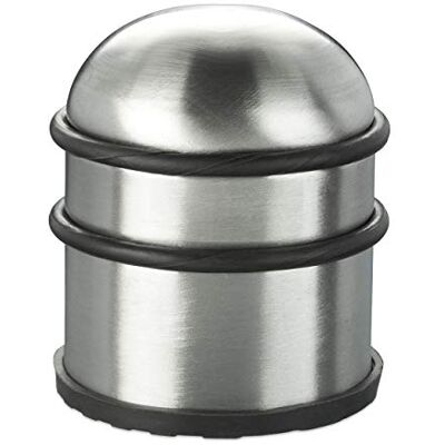 Relaxdays Deur- en raamstopper van roestvrij staal en rubber, boven- en rond, diameter 7 cm, zilver Relaxdays Deur- en raamstopper van roestvrij staal en rubber, boven- en rond, diameter 7 cm, zilver