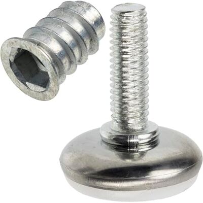 AERZETIX Set van 4 verstelbare meubelpoten M8 om vast te schroeven + 4 x M8 schroefdraadinzetstukken met zeskant inbussleutel, accessoires voor tafels, bureaustoelen van hout, in hoogte verstelbaar AERZETIX Set van 4 verstelbare meubelpoten M8 om vast te schroeven + 4 x M8 schroefdraadinzetstukken met zeskant inbussleutel, accessoires voor tafels, bureaustoelen van hout, in hoogte verstelbaar