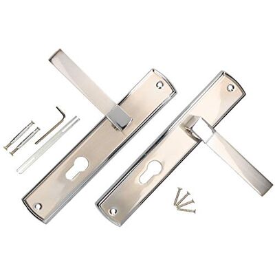 KOTARBAU ® Set deurgrepen 72 mm PZ lange plaat nikkel-chroom universeel modern KOTARBAU ® Set deurgrepen 72 mm PZ lange plaat nikkel-chroom universeel modern