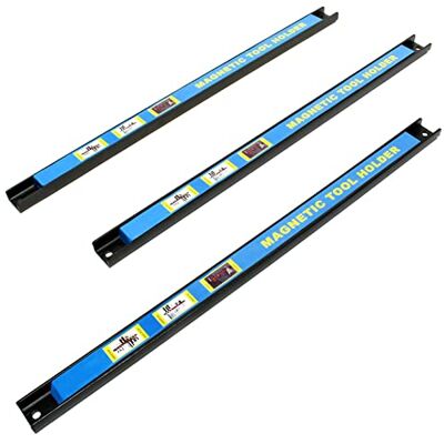 WilTec Set van 3 gereedschapshouders – lengte 46 cm en capaciteit 13,6 kg per stang – magneetstangen van staal – opslag accessoires werkplaats wandmontage WilTec Set van 3 gereedschapshouders – lengte 46 cm en capaciteit 13,6 kg per stang – magneetstangen van staal – opslag accessoires werkplaats wandmontage