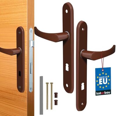 KOTARBAU ® Deurgreep 72 mm, rechts en links, bruin, onderdeelgreep met lange aluminium plaat KOTARBAU ® Deurgreep 72 mm, rechts en links, bruin, onderdeelgreep met lange aluminium plaat