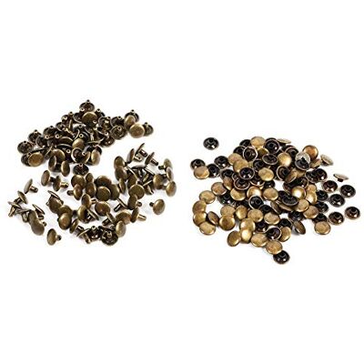 Walfront 3 kleuren, 100 stuks, metalen klinknagels, dubbele doppen, buis, metaal, leer, handwerk, reparatie, decoratie, brons, 8 x 10 mm Walfront 3 kleuren, 100 stuks, metalen klinknagels, dubbele doppen, buis, metaal, leer, handwerk, reparatie, decoratie, brons, 8 x 10 mm