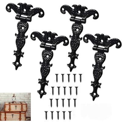 BOBOZHONG Set van 4 klassieke decoratieve T-scharnieren van robuuste zinklegering Schuurdeurscharnieren Met schroeven Voor kasten, ramen, houten kisten, schuurdeuren, schuurdeuren BOBOZHONG Set van 4 klassieke decoratieve T-scharnieren van robuuste zinklegering Schuurdeurscharnieren Met schroeven Voor kasten, ramen, houten kisten, schuurdeuren, schuurdeuren