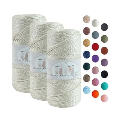 Makromecity Set van 3 strengen macramégaren 2 mm x 115 m Gemaakt van hoogwaardig polyester Voor handwerk, huisdecoratie, tafelborden, handtas, fopspeenketting 20 kleuren Makromecity Set van 3 strengen macramégaren 2 mm x 115 m Gemaakt van hoogwaardig polyester Voor handwerk, huisdecoratie, tafelborden, handtas, fopspeenketting 20 kleuren