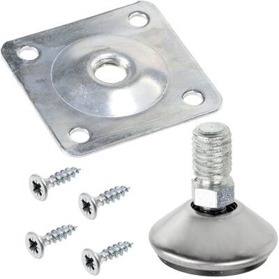 AERZETIX Set van 10 verstelbare draaibare meubelpoten M10 + 10 bevestigingsplaten M10 + 42 houtschroeven M4 x 16 mm schroefaccessoires voor nivellering meubelhoogte AERZETIX Set van 10 verstelbare draaibare meubelpoten M10 + 10 bevestigingsplaten M10 + 42 houtschroeven M4 x 16 mm schroefaccessoires voor nivellering meubelhoogte