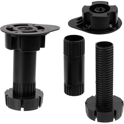 AERZETIX C74767 Set van 4 verstelbare meubelpoten Ø 58 mm hoogte 100-150 mm kunststof zwart AERZETIX C74767 Set van 4 verstelbare meubelpoten Ø 58 mm hoogte 100-150 mm kunststof zwart