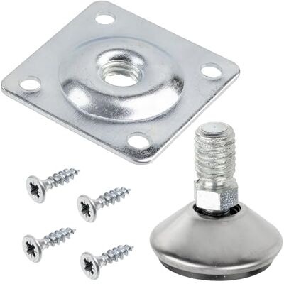 AERZETIX Set van 10 verstelbare draaibare meubelpoten M10 + 10 bevestigingsplaten M10 + 42 houtschroeven M4 x 16 mm schroefaccessoires voor nivellering meubelhoogte AERZETIX Set van 10 verstelbare draaibare meubelpoten M10 + 10 bevestigingsplaten M10 + 42 houtschroeven M4 x 16 mm schroefaccessoires voor nivellering meubelhoogte