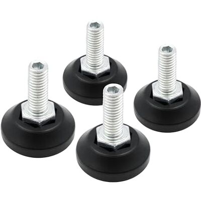 Design61 Set van 4 instelvoeten Ø 30 mm M8 x 20 mm verzinkte schroeven met binnenzeskant van boven verstelbaar nivelleringsvoeten voor meubels, werkbank en machines Design61 Set van 4 instelvoeten Ø 30 mm M8 x 20 mm verzinkte schroeven met binnenzeskant van boven verstelbaar nivelleringsvoeten voor meubels, werkbank en machines