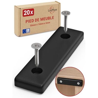 LouMaxx 20 stuks mini-meubelpoten van kunststof 50 x 14 x 5 mm kunststof glijders om te schroeven in praktische multipack zwart met schroeven LouMaxx 20 stuks mini-meubelpoten van kunststof 50 x 14 x 5 mm kunststof glijders om te schroeven in praktische multipack zwart met schroeven