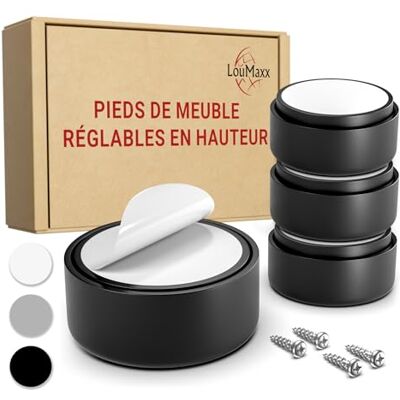 LouMaxx Meubelvoet, verstelbaar, zwart, 4 stuks poten voor meubels Ø 53,5 mm, meubelverhoger, kunststof om te lijmen of te schroeven, incl. montagemateriaal LouMaxx Meubelvoet, verstelbaar, zwart, 4 stuks poten voor meubels Ø 53,5 mm, meubelverhoger, kunststof om te lijmen of te schroeven, incl. montagemateriaal