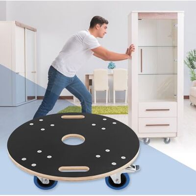 ECD Germany Ronde transportwagen Ø 57 cm x 14,5 cm met zeefdrukplaat, maximale belasting 800 kg, 4 draaibare wielen, waarvan 2 met remmen, CNC multiplex, meubelroller ECD Germany Ronde transportwagen Ø 57 cm x 14,5 cm met zeefdrukplaat, maximale belasting 800 kg, 4 draaibare wielen, waarvan 2 met remmen, CNC multiplex, meubelroller