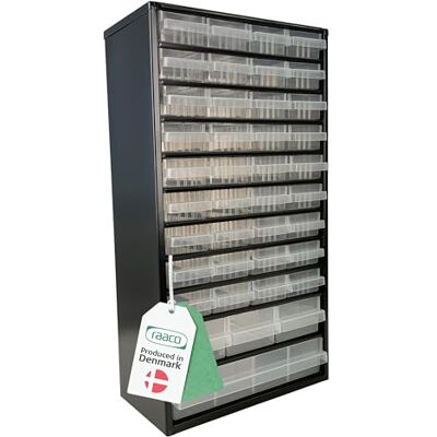 Raaco Ladekasten C12-40, belasting 36 kg, wandmontage, kunststof ladekastje: 40 laden, wandmontage Voor het organiseren van schroeven en kleine onderdelen in de werkplaats of garage. Raaco Ladekasten C12-40, belasting 36 kg, wandmontage, kunststof ladekastje: 40 laden, wandmontage Voor het organiseren van schroeven en kleine onderdelen in de werkplaats of garage.