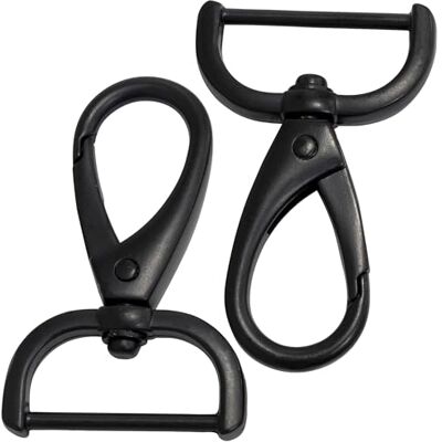AERZETIX Set van 2 360° draaibare karabijnhaken met wartel lussen 25 mm voor creatieve hobby handtasgrepen decoratieve knutselprojecten van metaal in de kleur zwart AERZETIX Set van 2 360° draaibare karabijnhaken met wartel lussen 25 mm voor creatieve hobby handtasgrepen decoratieve knutselprojecten van metaal in de kleur zwart